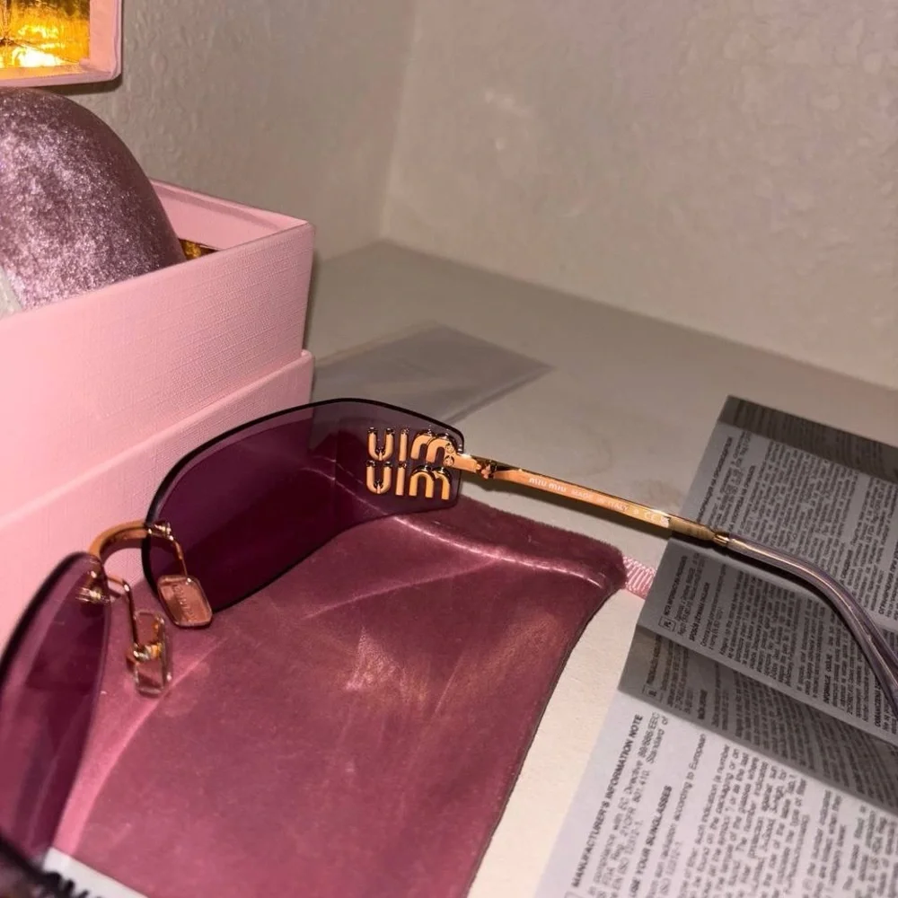 Miu Miu Pink and Gold Sunglasses - Picture 3 of 4